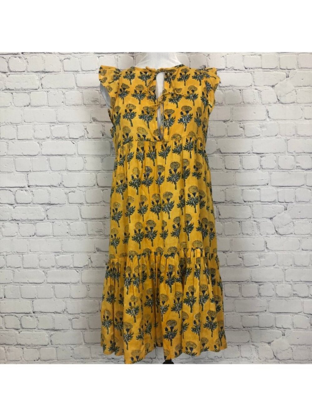 India Collection Emerson Fry Angel Dress Size XS/S Big Marigolds Yellow